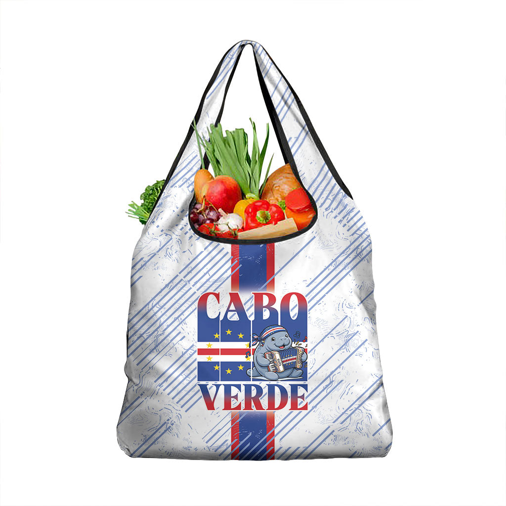 Accordion Gaita Cabo Verde Grocery Bag Cape Verdean Instrument Cute Manatee