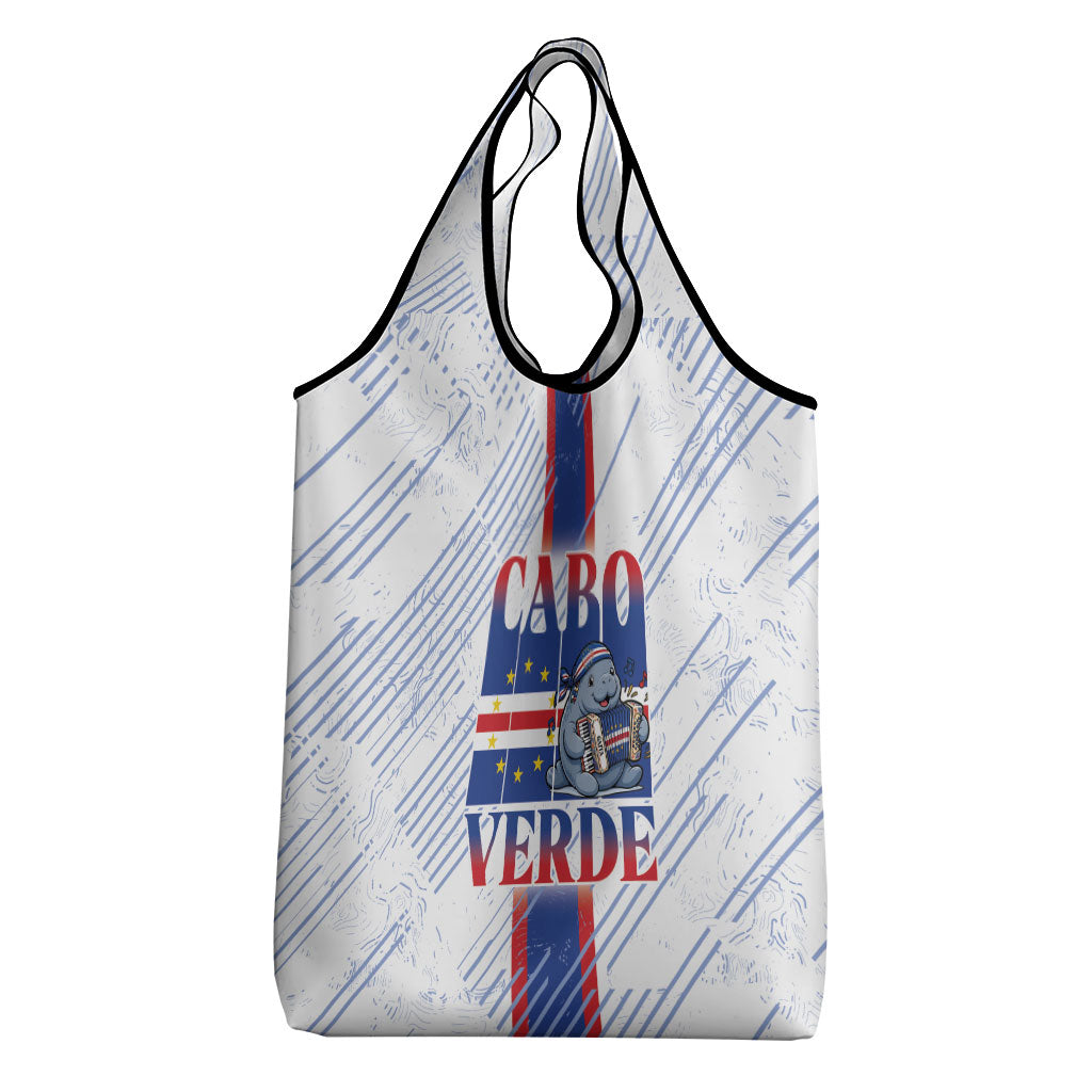 Accordion Gaita Cabo Verde Grocery Bag Cape Verdean Instrument Cute Manatee