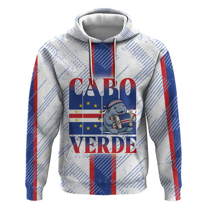 Accordion Gaita Cabo Verde Hoodie Cape Verdean Instrument Cute Manatee