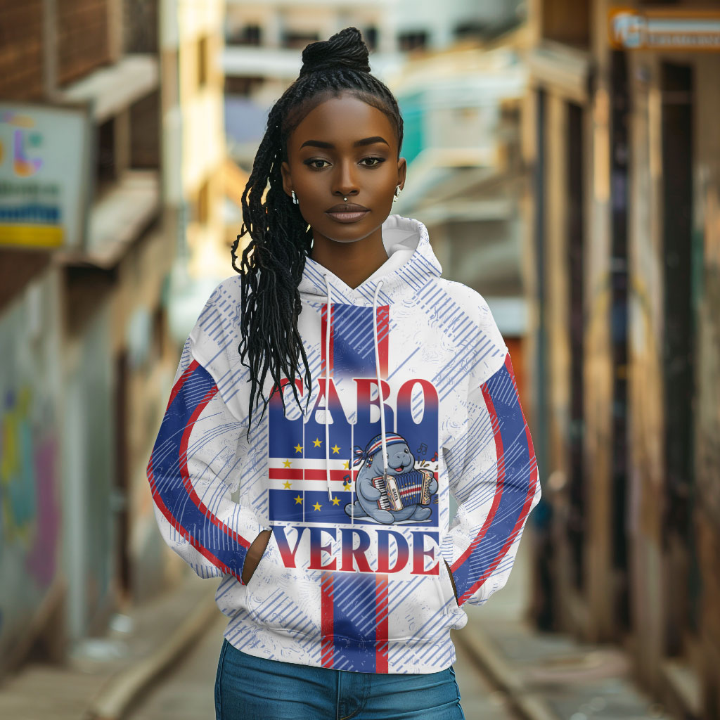 Accordion Gaita Cabo Verde Hoodie Cape Verdean Instrument Cute Manatee