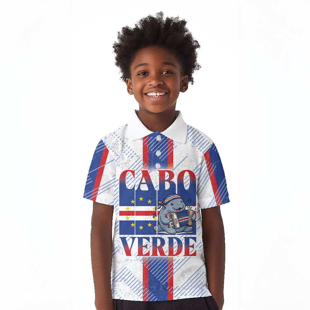 Accordion Gaita Cabo Verde Kid Polo Shirt Cape Verdean Instrument Cute Manatee