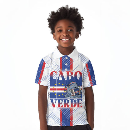 Accordion Gaita Cabo Verde Kid Polo Shirt Cape Verdean Instrument Cute Manatee