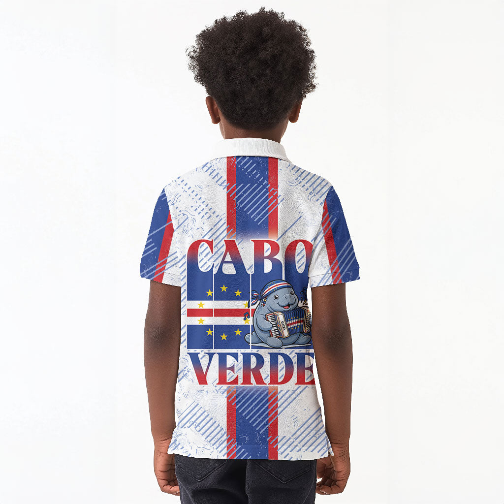 Accordion Gaita Cabo Verde Kid Polo Shirt Cape Verdean Instrument Cute Manatee