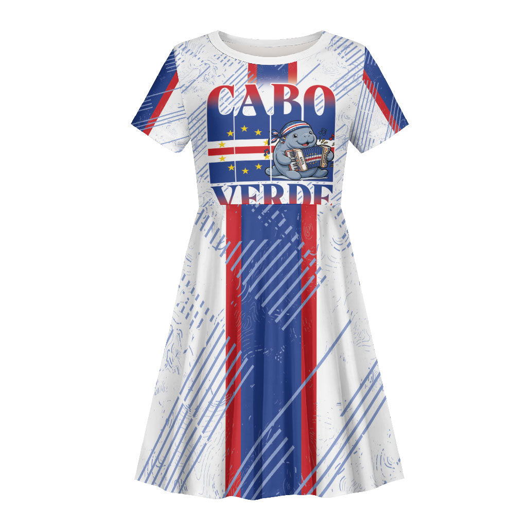 Accordion Gaita Cabo Verde Kid Short Sleeve Dress Cape Verdean Instrument Cute Manatee