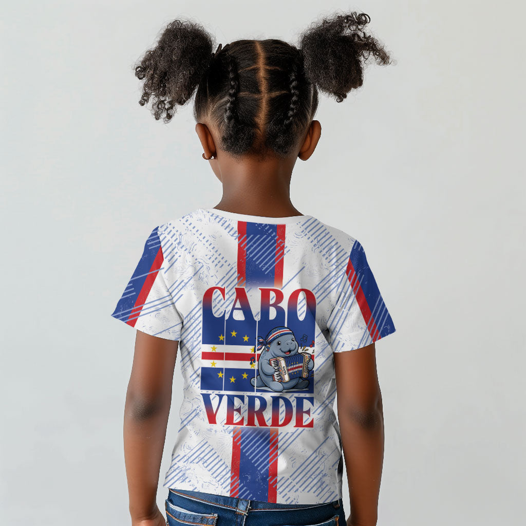 Accordion Gaita Cabo Verde Kid T shirt Cape Verdean Instrument Cute Manatee