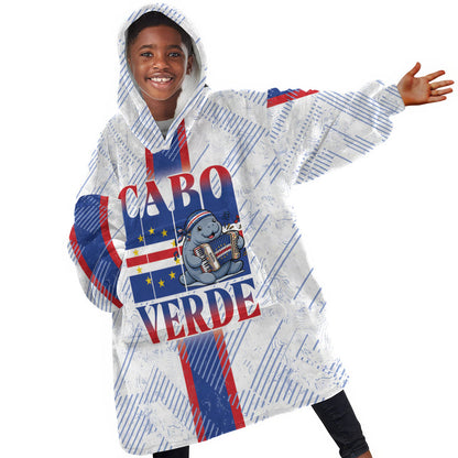 Accordion Gaita Cabo Verde Kid Wearable Blanket Hoodie Cape Verdean Instrument Cute Manatee