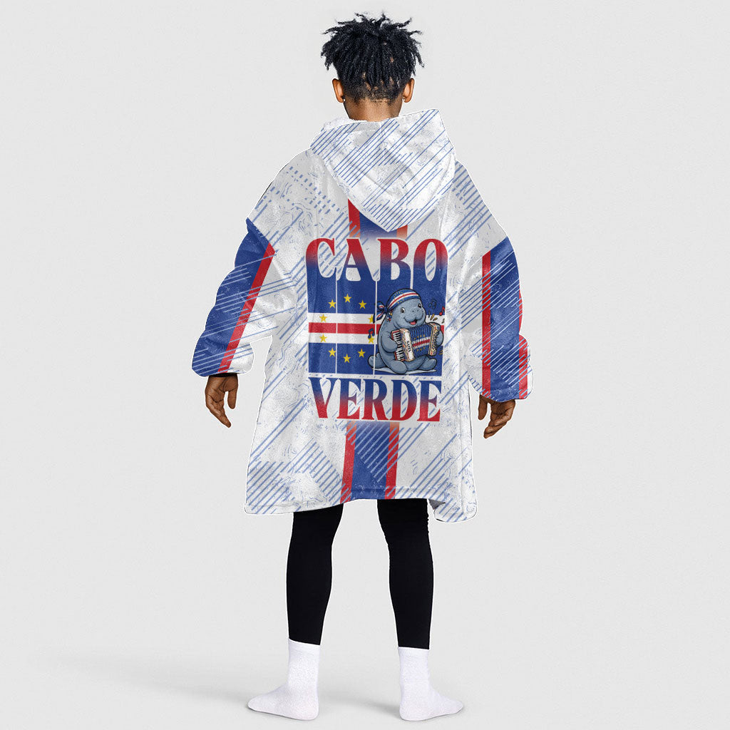 Accordion Gaita Cabo Verde Kid Wearable Blanket Hoodie Cape Verdean Instrument Cute Manatee