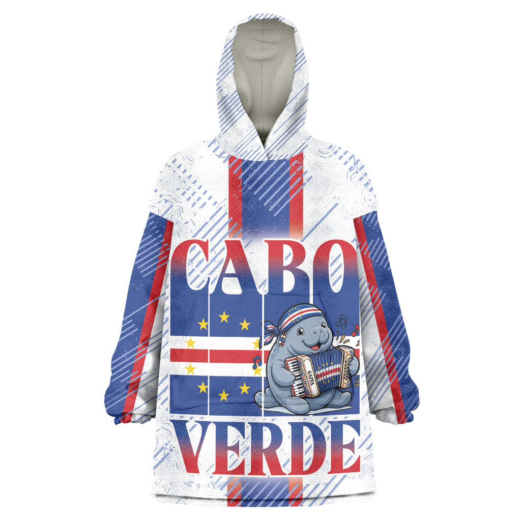 Accordion Gaita Cabo Verde Kid Wearable Blanket Hoodie Cape Verdean Instrument Cute Manatee
