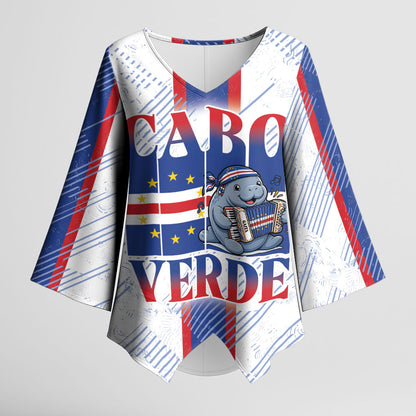 Accordion Gaita Cabo Verde Kimono Sleeve Blouse Cape Verdean Instrument Cute Manatee