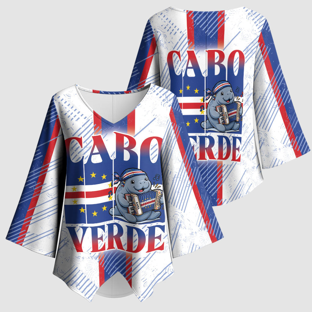 Accordion Gaita Cabo Verde Kimono Sleeve Blouse Cape Verdean Instrument Cute Manatee
