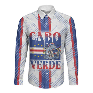 Accordion Gaita Cabo Verde Long Sleeve Button Shirt Cape Verdean Instrument Cute Manatee