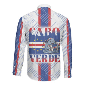 Accordion Gaita Cabo Verde Long Sleeve Button Shirt Cape Verdean Instrument Cute Manatee