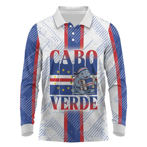 Accordion Gaita Cabo Verde Long Sleeve Polo Shirt Cape Verdean Instrument Cute Manatee