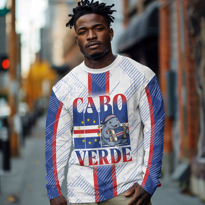 Accordion Gaita Cabo Verde Long Sleeve Shirt Cape Verdean Instrument Cute Manatee