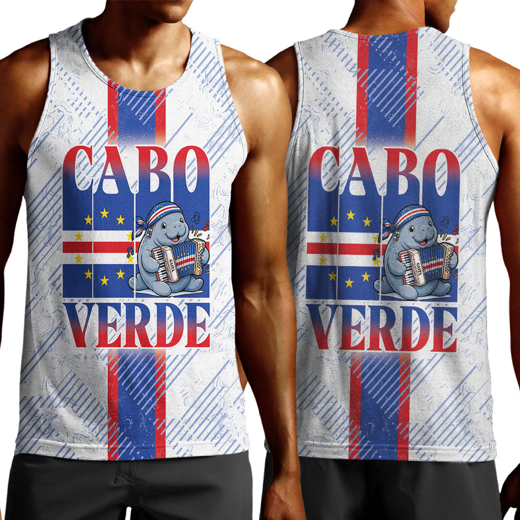 Accordion Gaita Cabo Verde Men Tank Top Cape Verdean Instrument Cute Manatee