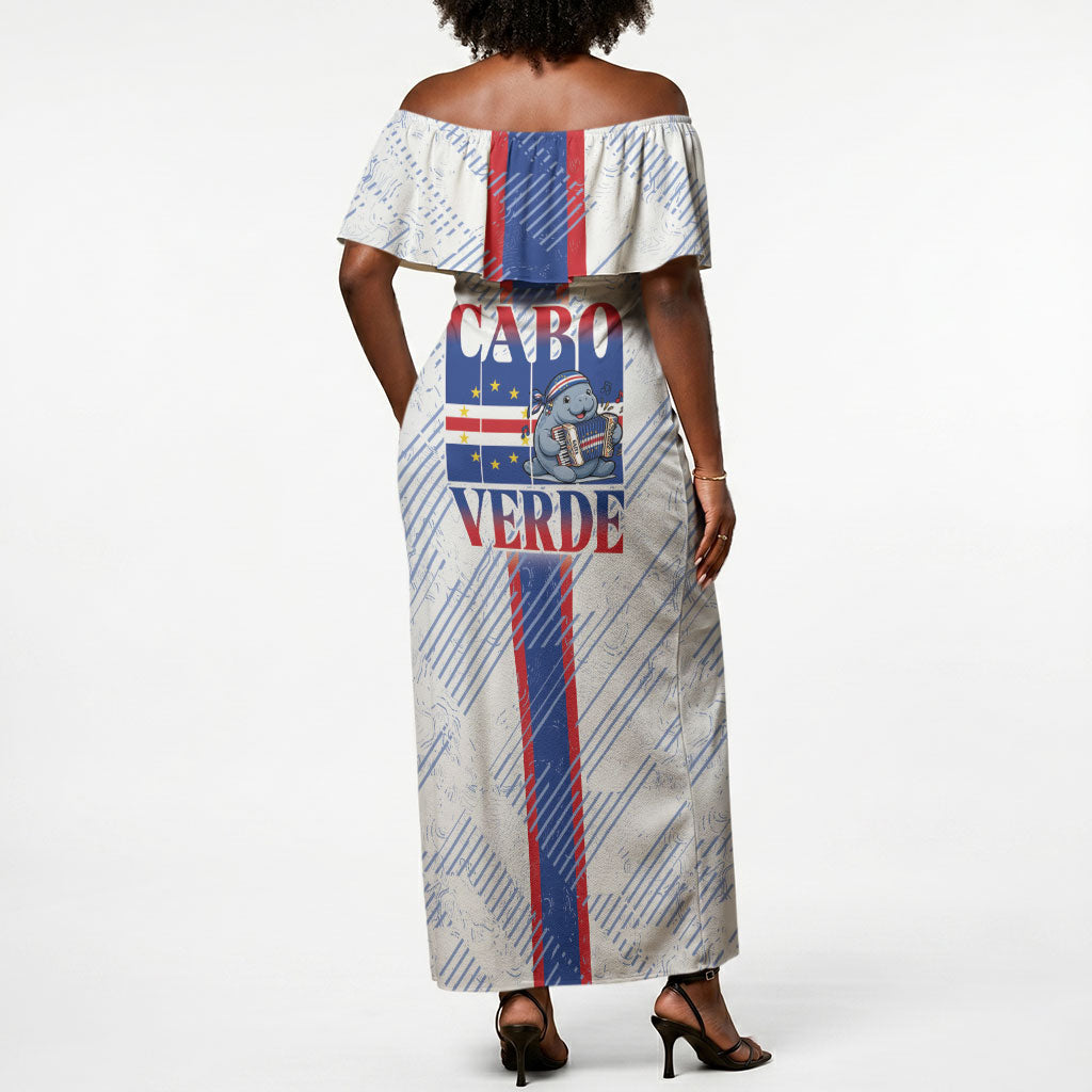 Accordion Gaita Cabo Verde Off Shoulder Maxi Dress Cape Verdean Instrument Cute Manatee