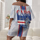 Accordion Gaita Cabo Verde Off Shoulder Short Dress Cape Verdean Instrument Cute Manatee