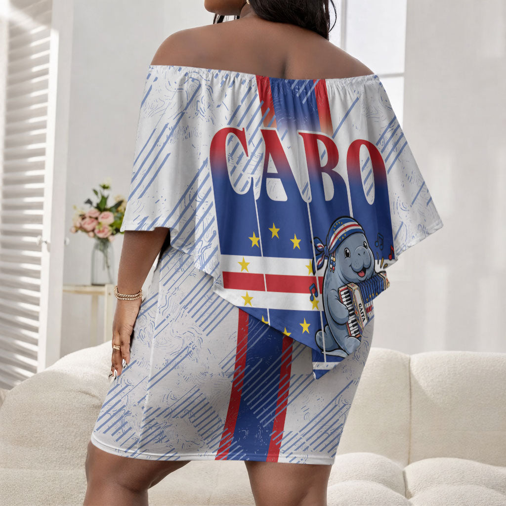 Accordion Gaita Cabo Verde Off Shoulder Short Dress Cape Verdean Instrument Cute Manatee