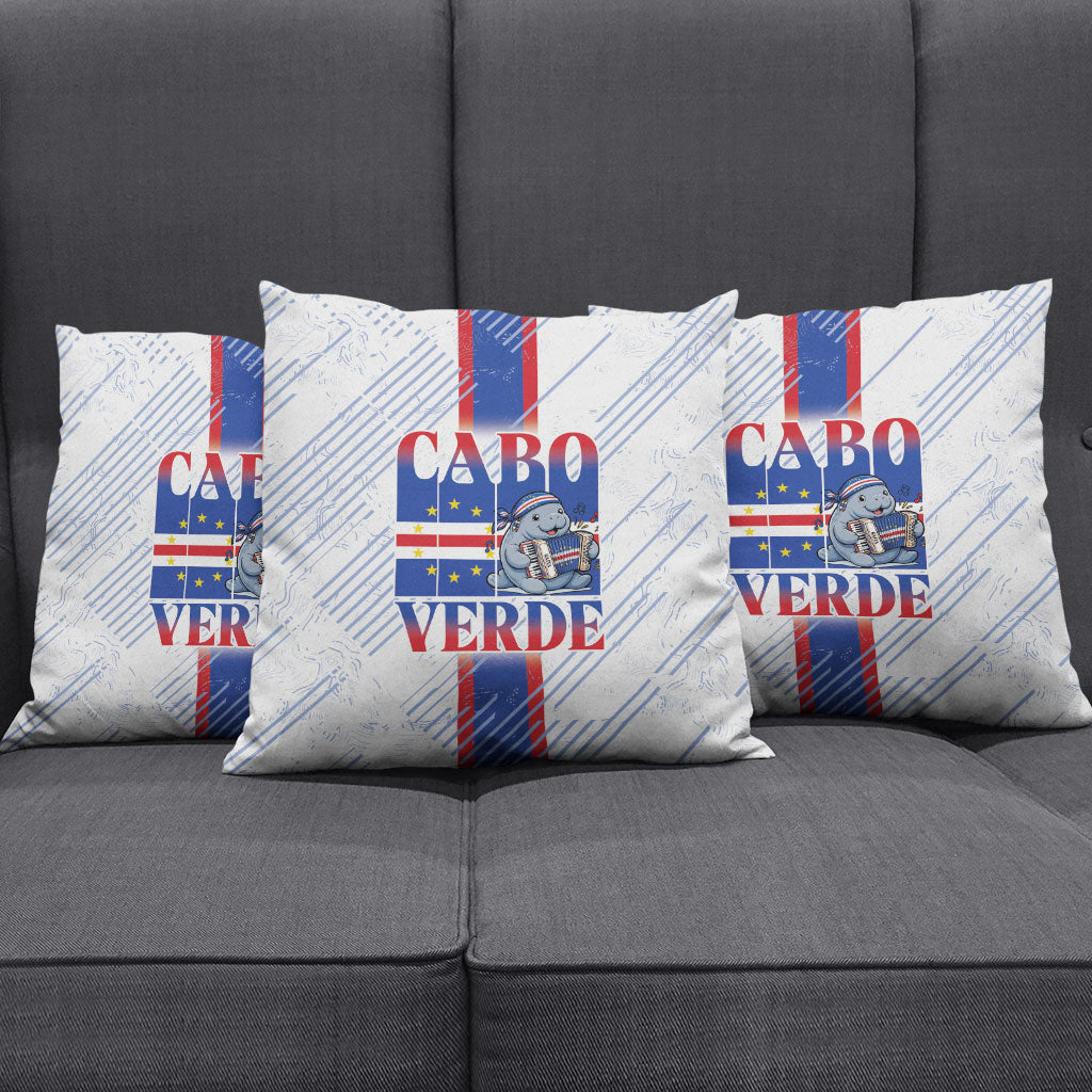 Accordion Gaita Cabo Verde Pillow Cover Cape Verdean Instrument Cute Manatee