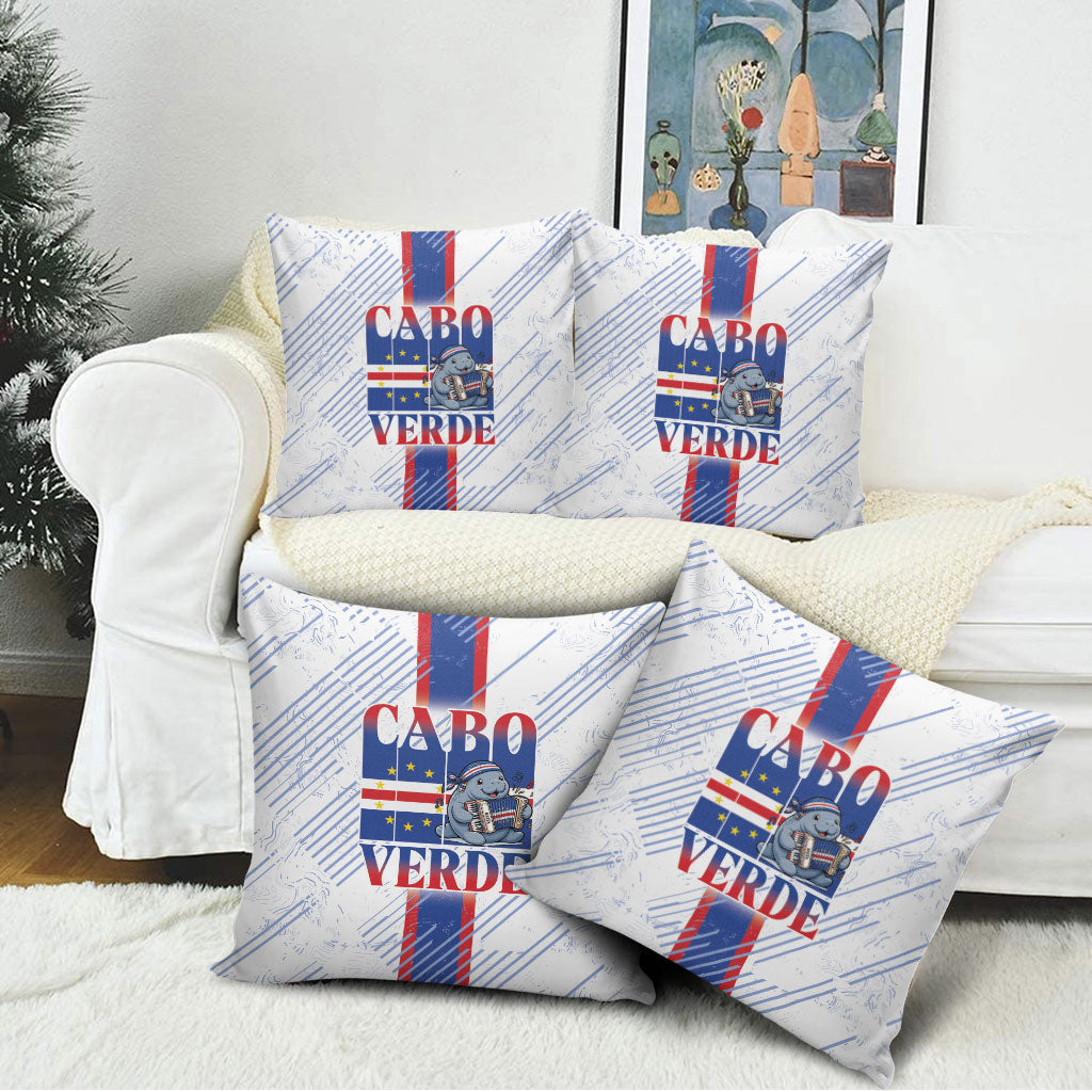 Accordion Gaita Cabo Verde Pillow Cover Cape Verdean Instrument Cute Manatee