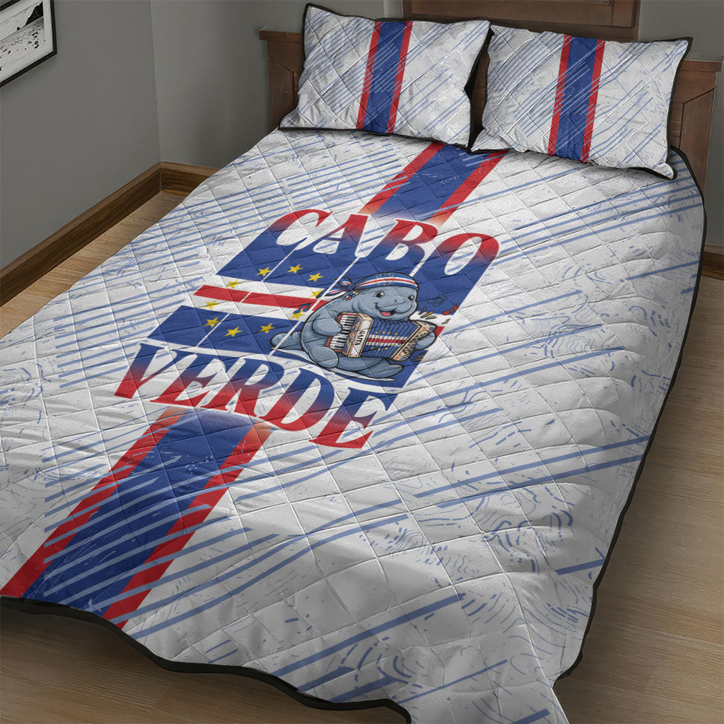 Accordion Gaita Cabo Verde Quilt Bed Set Cape Verdean Instrument Cute Manatee