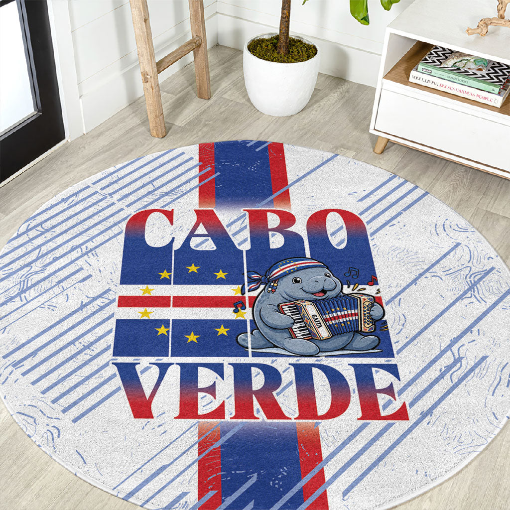 Accordion Gaita Cabo Verde Round Carpet Cape Verdean Instrument Cute Manatee