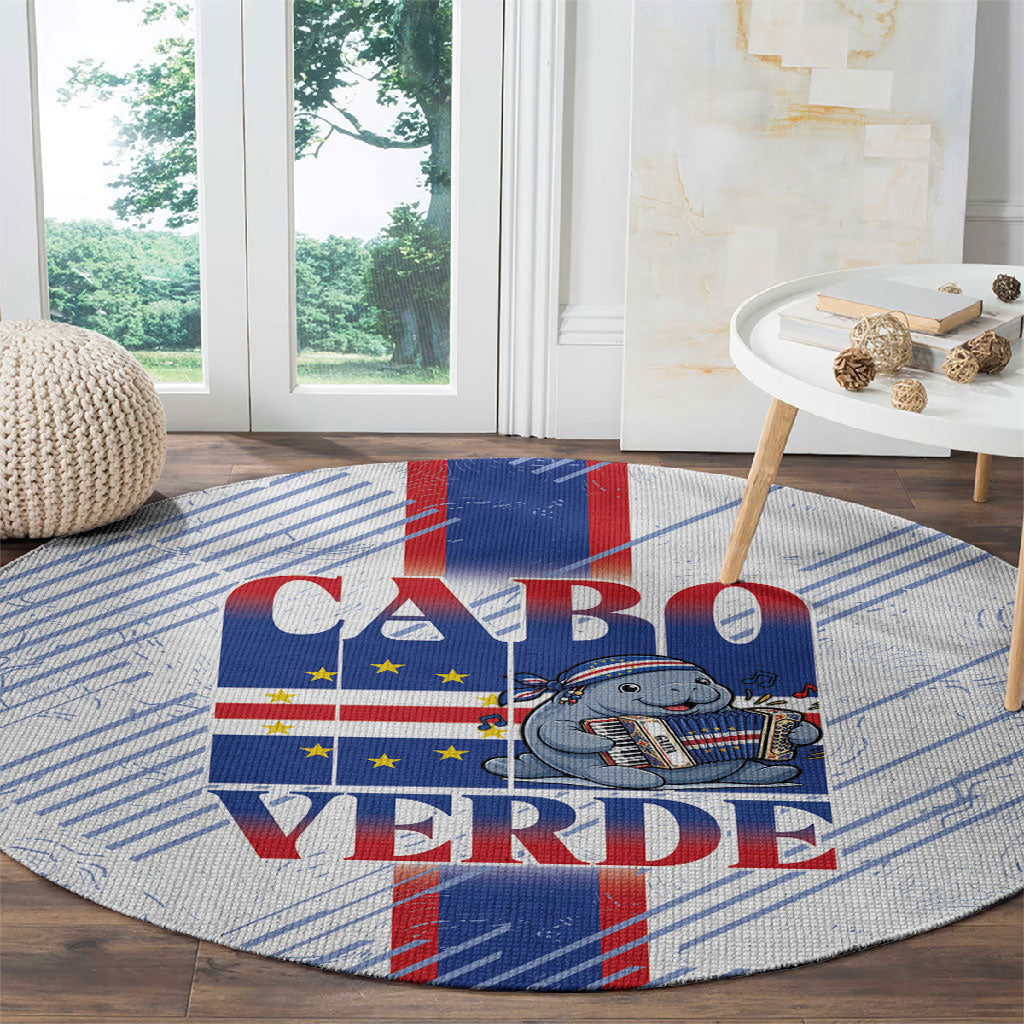 Accordion Gaita Cabo Verde Round Carpet Cape Verdean Instrument Cute Manatee