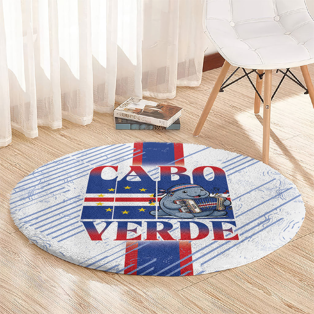 Accordion Gaita Cabo Verde Round Carpet Cape Verdean Instrument Cute Manatee