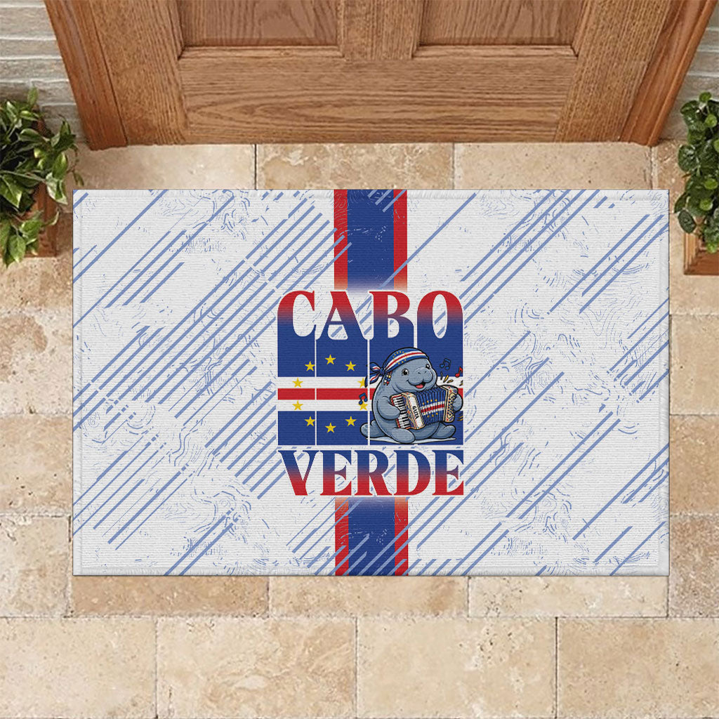 Accordion Gaita Cabo Verde Rubber Doormat Cape Verdean Instrument Cute Manatee