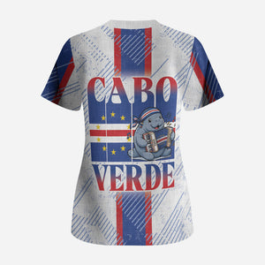 Accordion Gaita Cabo Verde Scrub Top Cape Verdean Instrument Cute Manatee