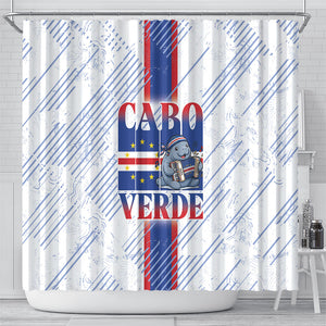 Accordion Gaita Cabo Verde Shower Curtain Cape Verdean Instrument Cute Manatee