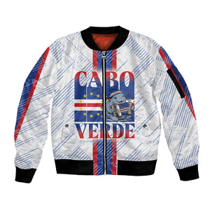 Accordion Gaita Cabo Verde Sleeve Zip Bomber Jacket Cape Verdean Instrument Cute Manatee