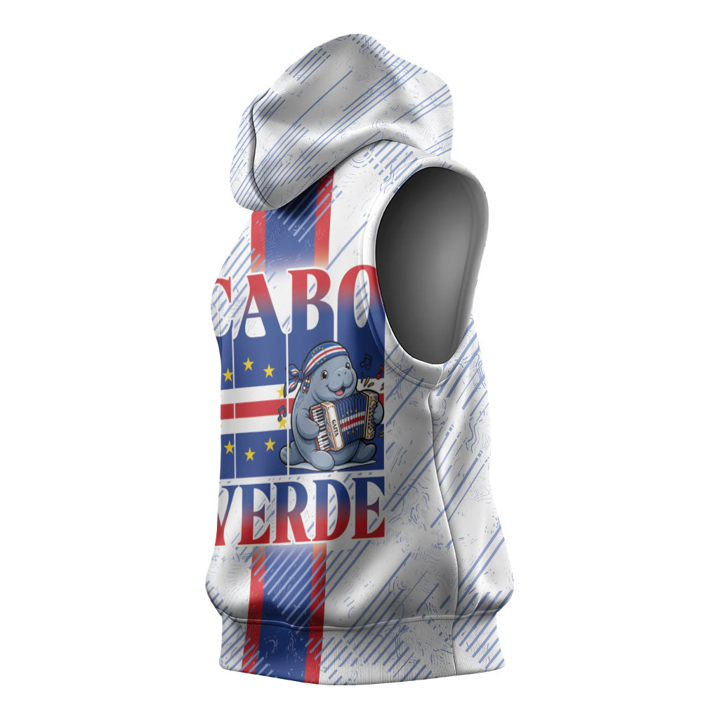 Accordion Gaita Cabo Verde Sleeveless Hoodie Cape Verdean Instrument Cute Manatee