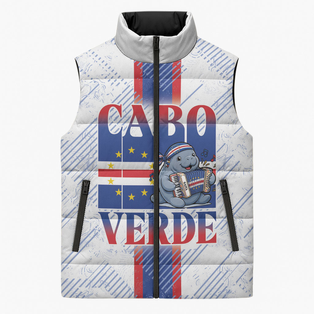 Accordion Gaita Cabo Verde Sleeveless Puffer Jacket Cape Verdean Instrument Cute Manatee