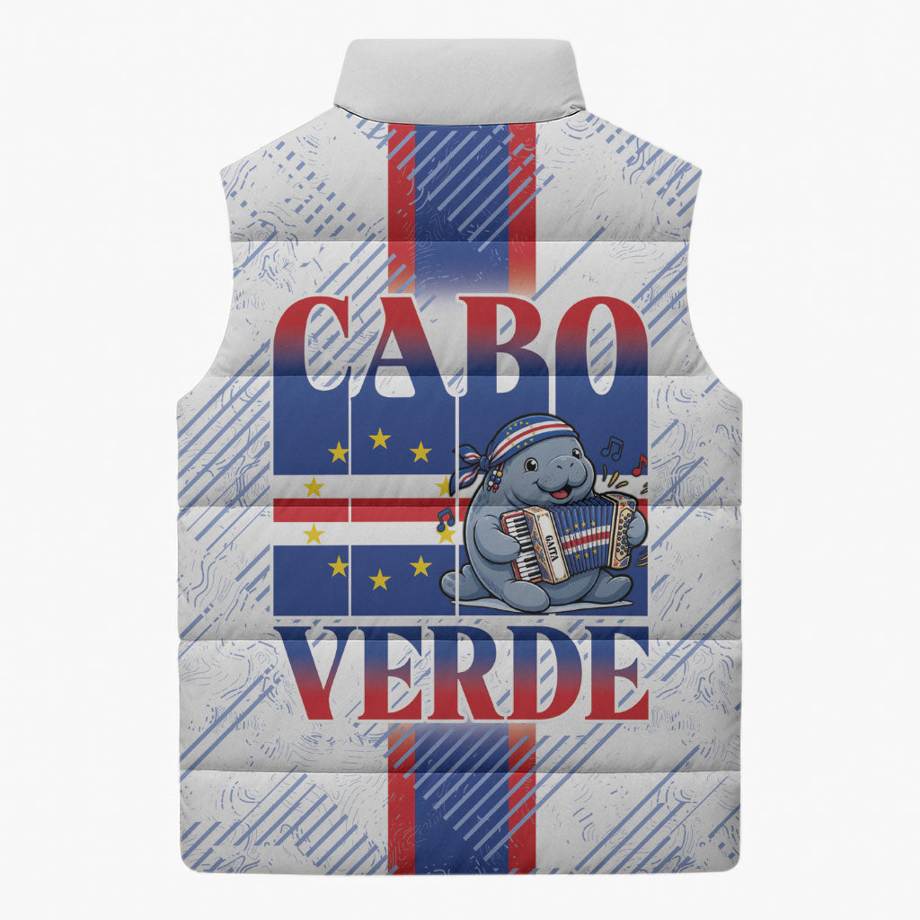 Accordion Gaita Cabo Verde Sleeveless Puffer Jacket Cape Verdean Instrument Cute Manatee