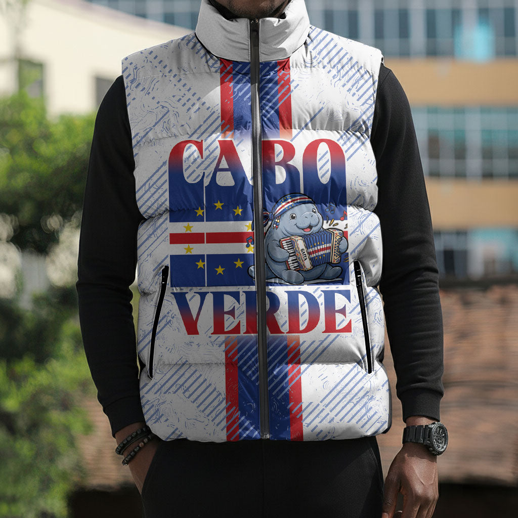 Accordion Gaita Cabo Verde Sleeveless Puffer Jacket Cape Verdean Instrument Cute Manatee