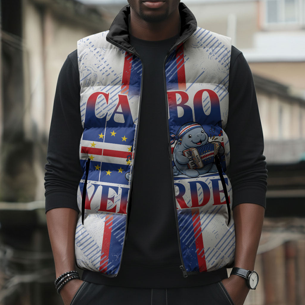 Accordion Gaita Cabo Verde Sleeveless Puffer Jacket Cape Verdean Instrument Cute Manatee