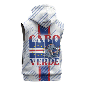Accordion Gaita Cabo Verde Sleeveless Zip Hoodie Cape Verdean Instrument Cute Manatee