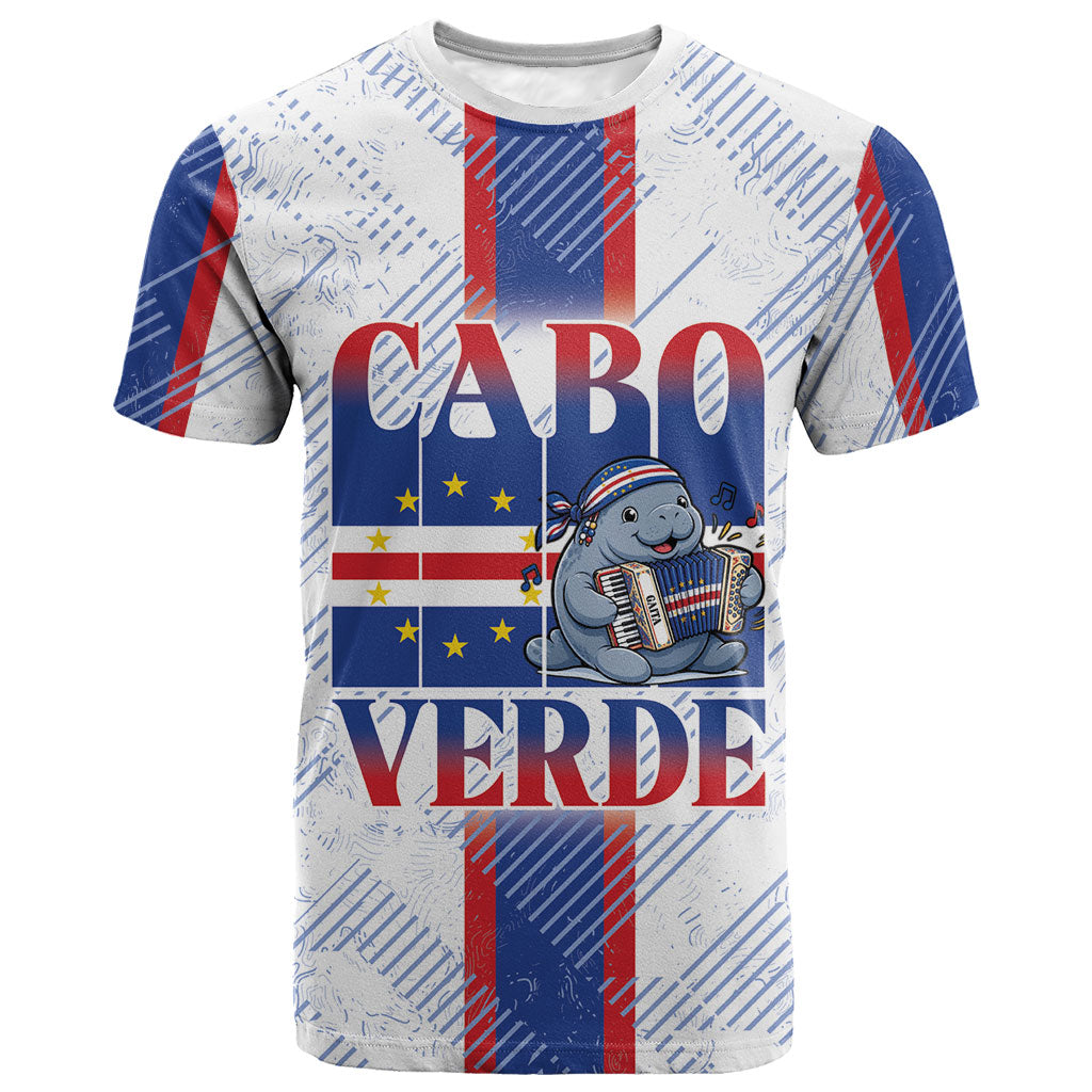 Accordion Gaita Cabo Verde T shirt Cape Verdean Instrument Cute Manatee