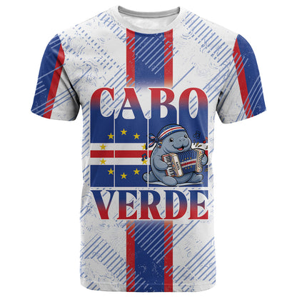 Accordion Gaita Cabo Verde T shirt Cape Verdean Instrument Cute Manatee