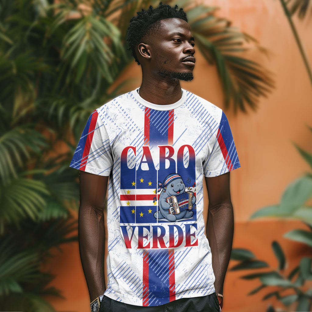 Accordion Gaita Cabo Verde T shirt Cape Verdean Instrument Cute Manatee