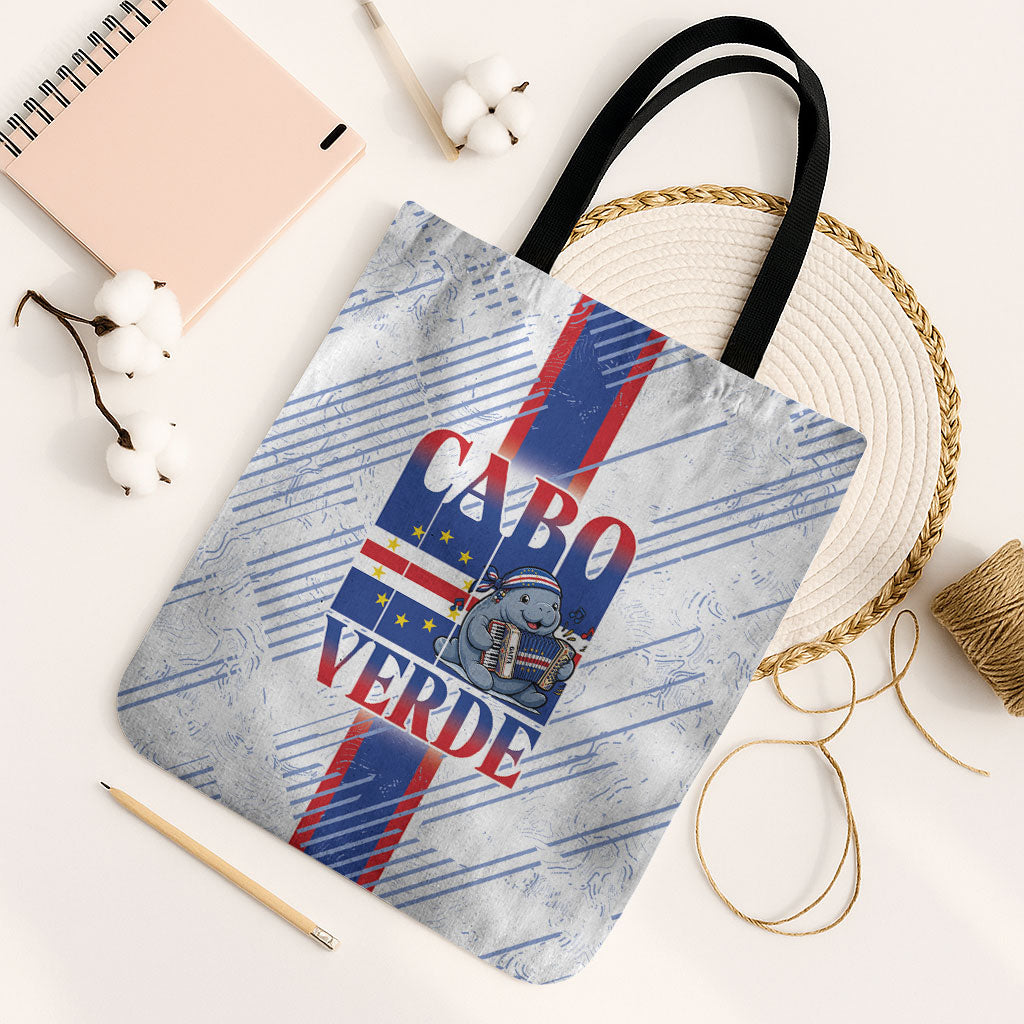 Accordion Gaita Cabo Verde Tote Bag Cape Verdean Instrument Cute Manatee