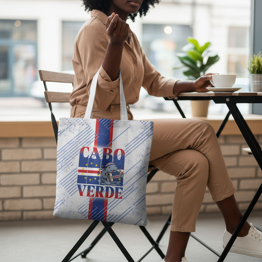 Accordion Gaita Cabo Verde Tote Bag Cape Verdean Instrument Cute Manatee
