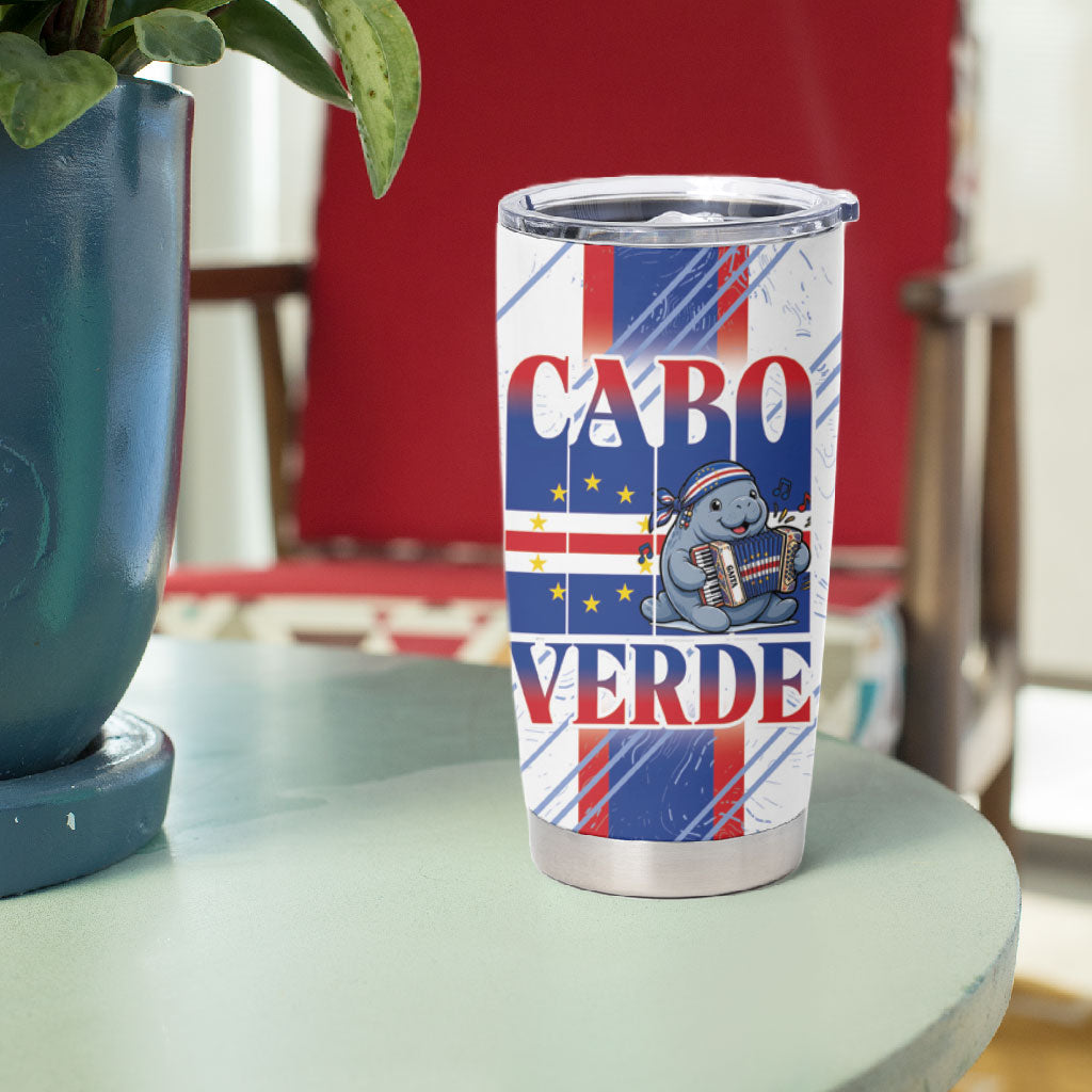 Accordion Gaita Cabo Verde Tumbler Cup Cape Verdean Instrument Cute Manatee