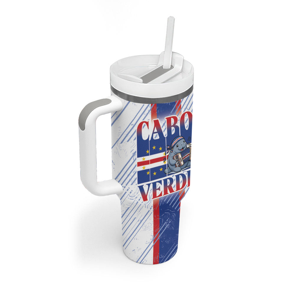 Accordion Gaita Cabo Verde Tumbler With Handle Cape Verdean Instrument Cute Manatee