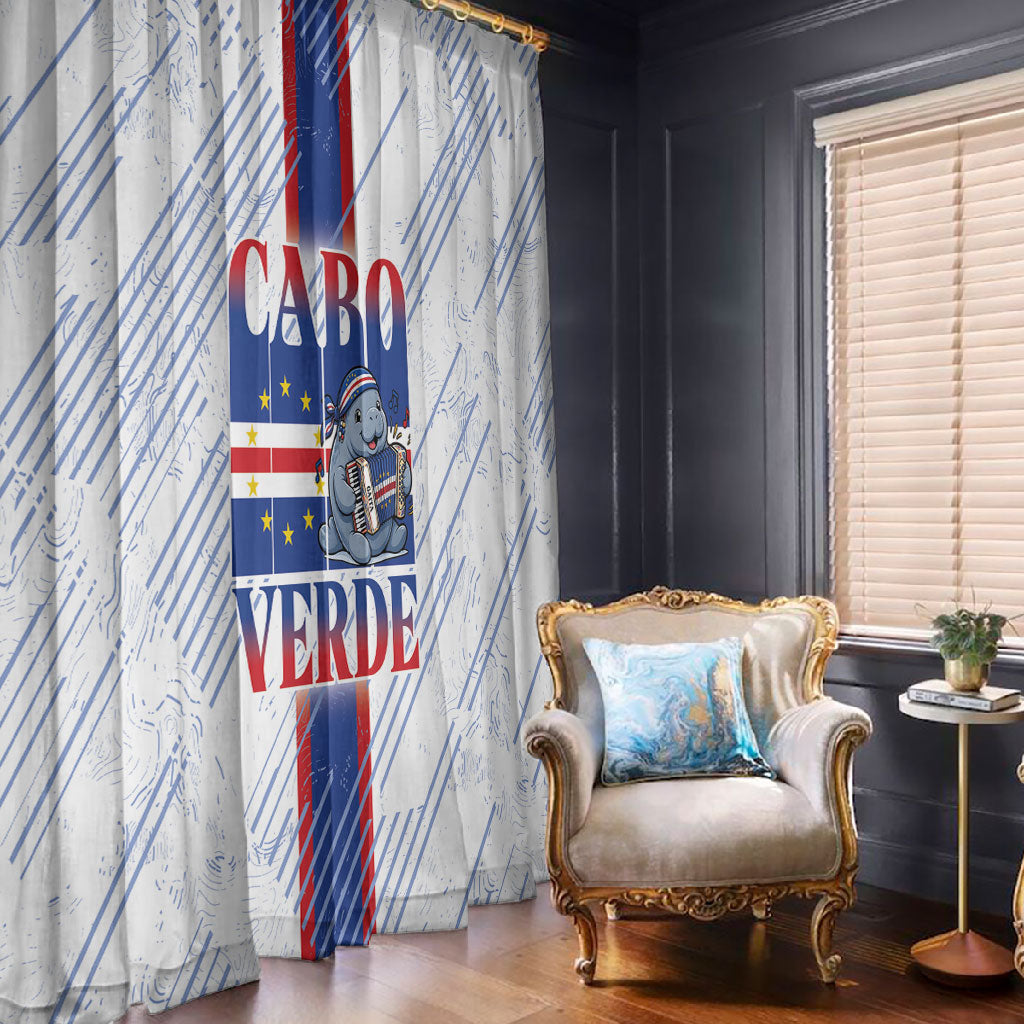 Accordion Gaita Cabo Verde Window Curtain Cape Verdean Instrument Cute Manatee