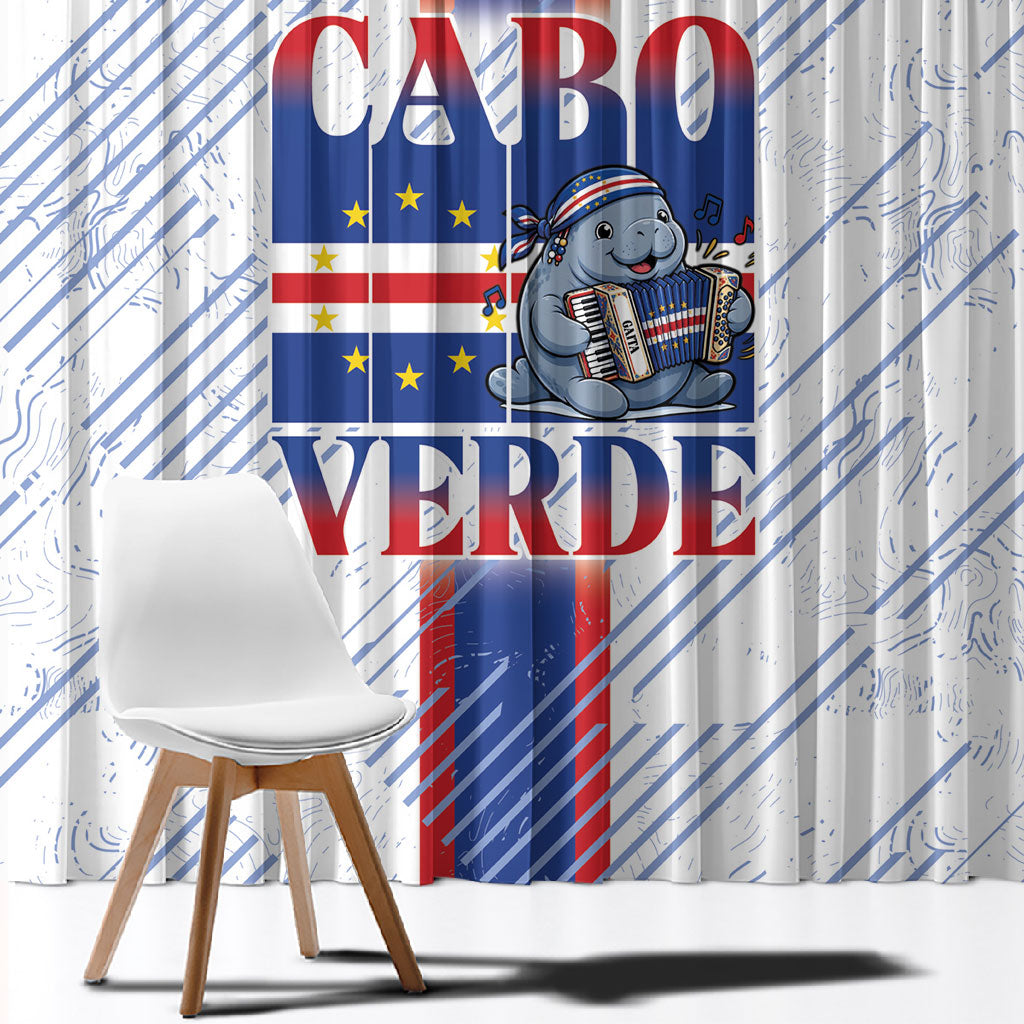 Accordion Gaita Cabo Verde Window Curtain Cape Verdean Instrument Cute Manatee