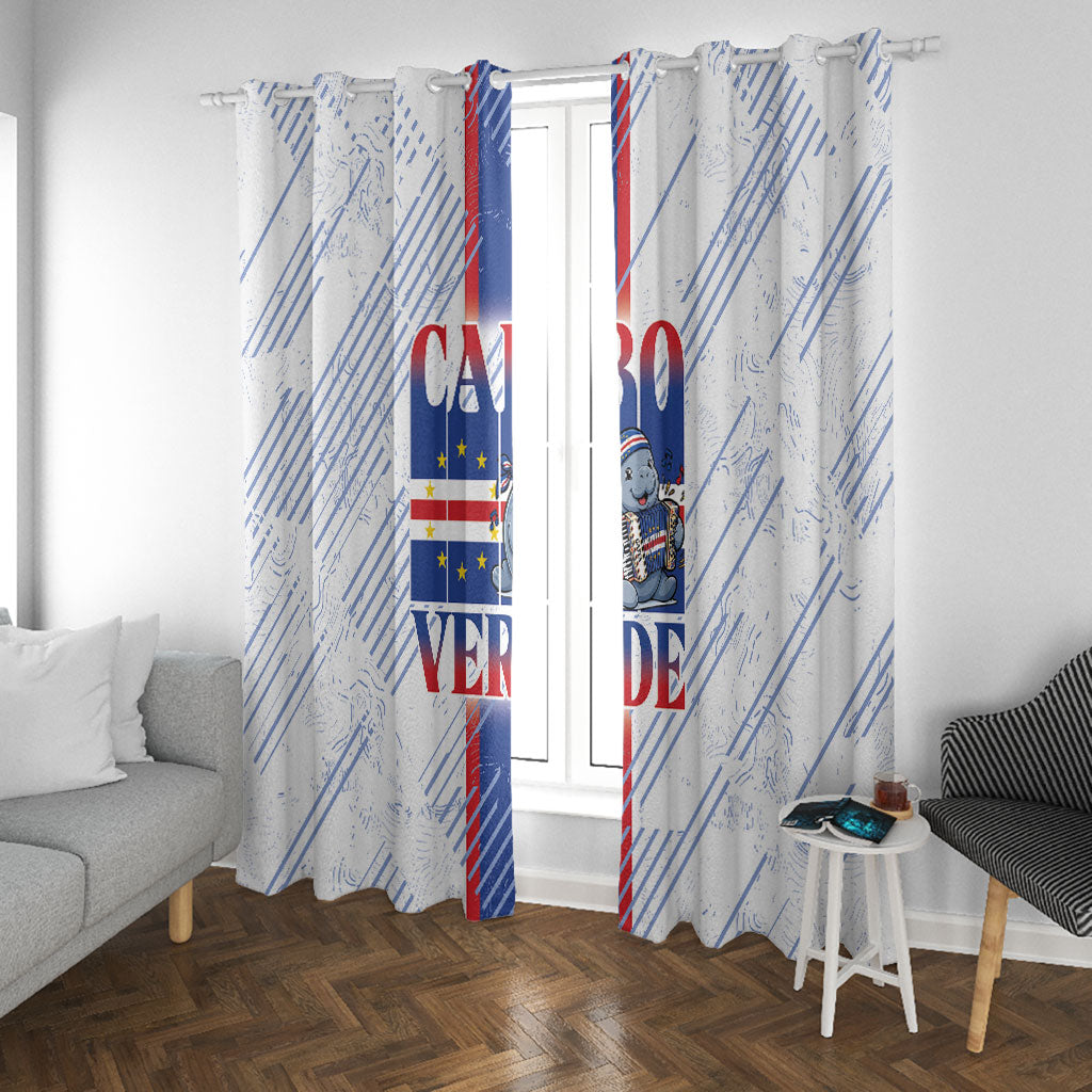 Accordion Gaita Cabo Verde Window Curtain Cape Verdean Instrument Cute Manatee