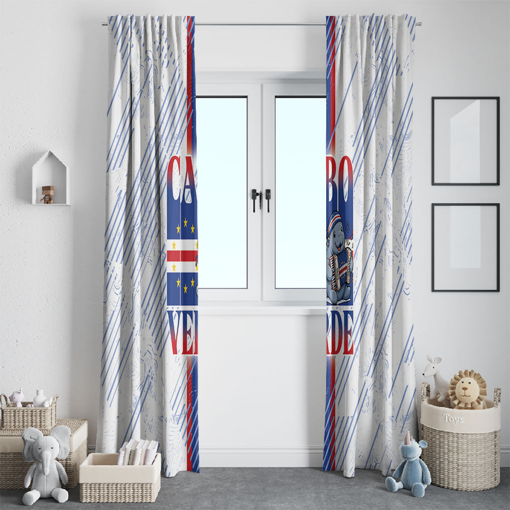 Accordion Gaita Cabo Verde Window Curtain Cape Verdean Instrument Cute Manatee
