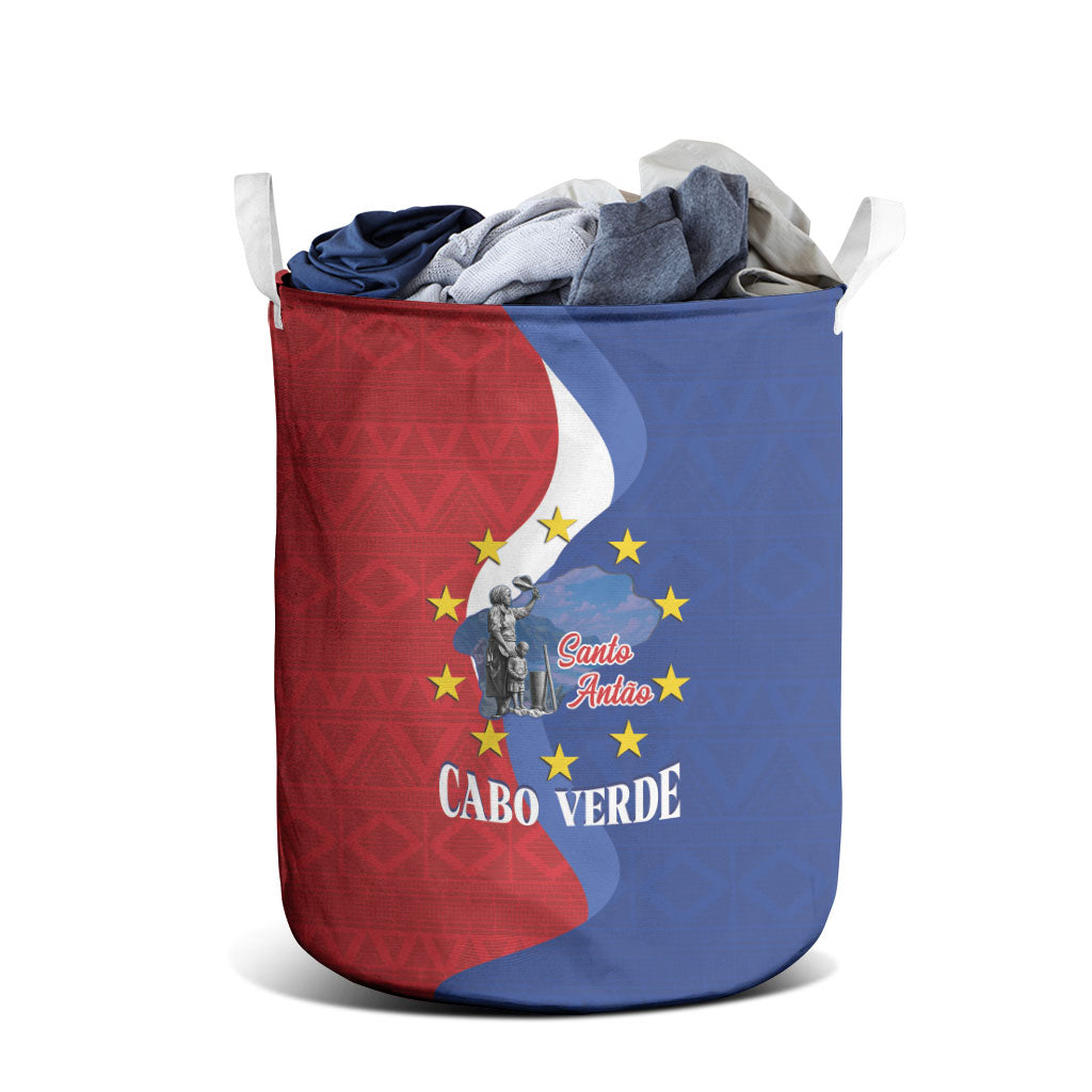 Santo Antao Cabo Verde Laundry Basket Map With Me Maia Statue African Pattern